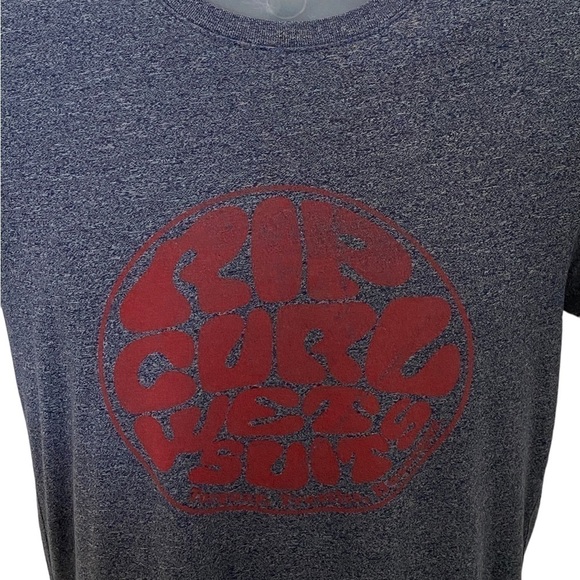 RIP CURL Surf Heather Blue Gray w/ Maroon Logo Tee Shirt Men S Small - Picture 2 of 6
